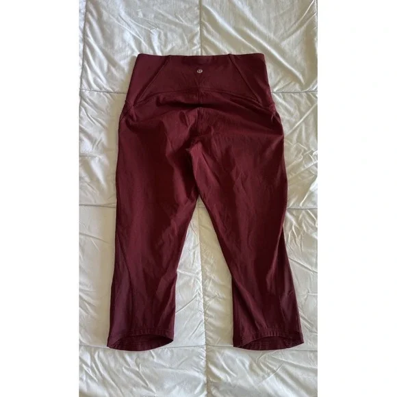 Lululemon Train Times Crop Leggings Women's Size 6 Burgundy Garnet 17 in inseam - Picture 2 of 9